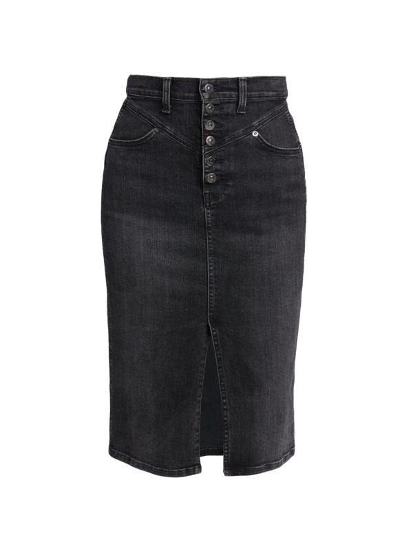 Herron Denim Midi Skirt in Washed Onyx