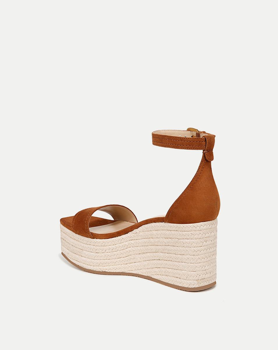 Gianna Raffia Wedge Sandal in Caramel