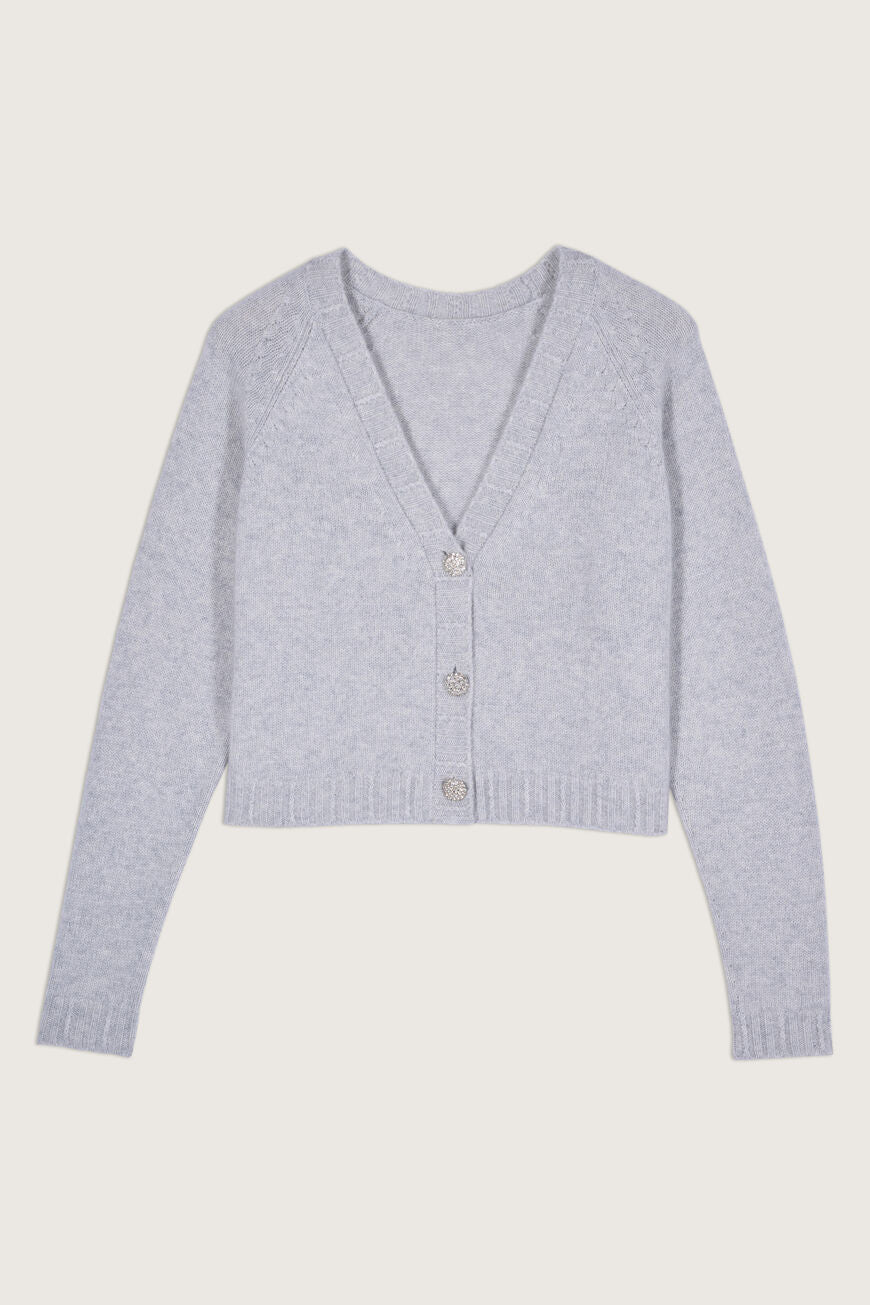 Clapam Long-Sleeved Cardigan. Gris