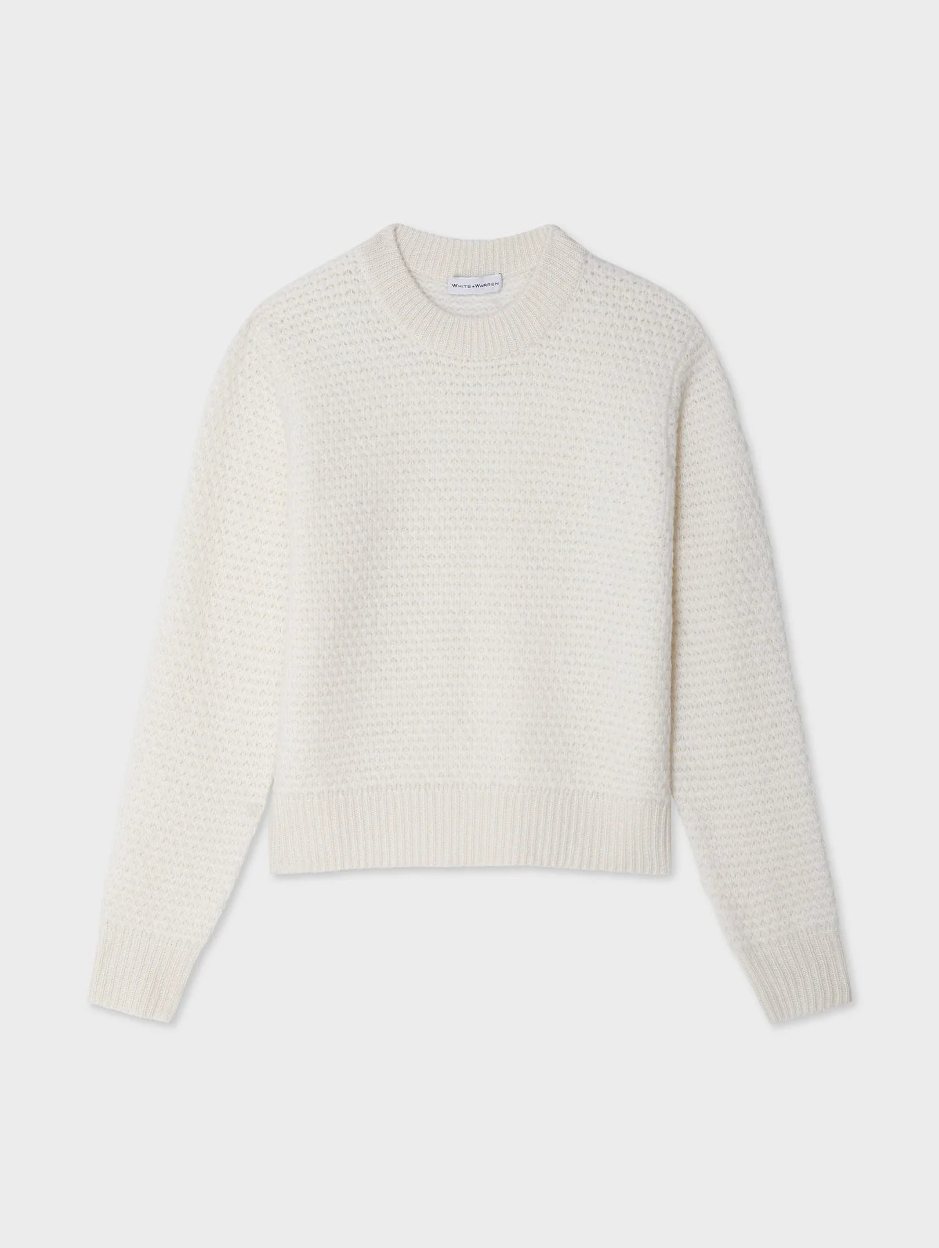 Cashmere Textured Crewneck in Soft White