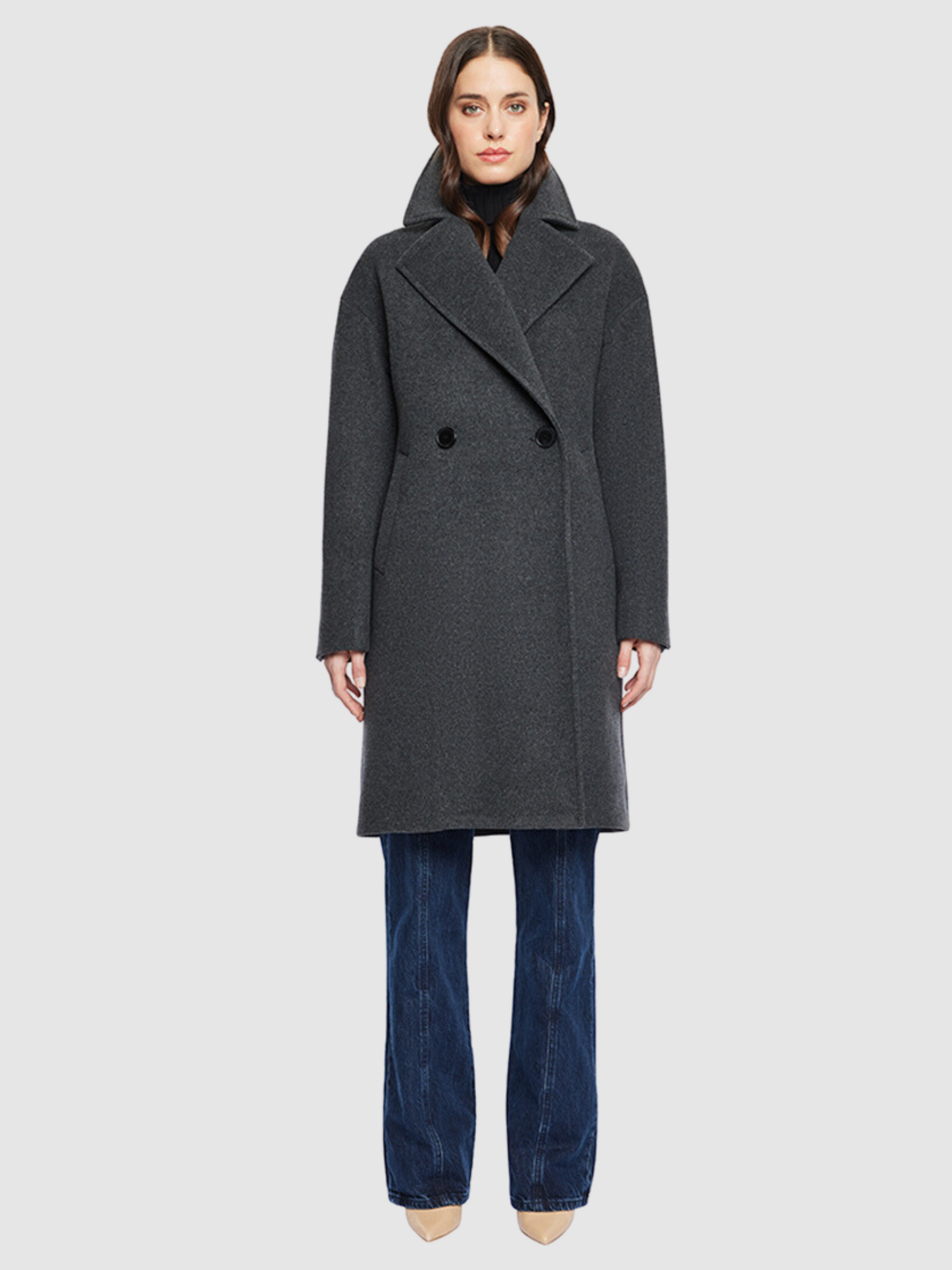 Cashmere Blend Coat in Charcoal