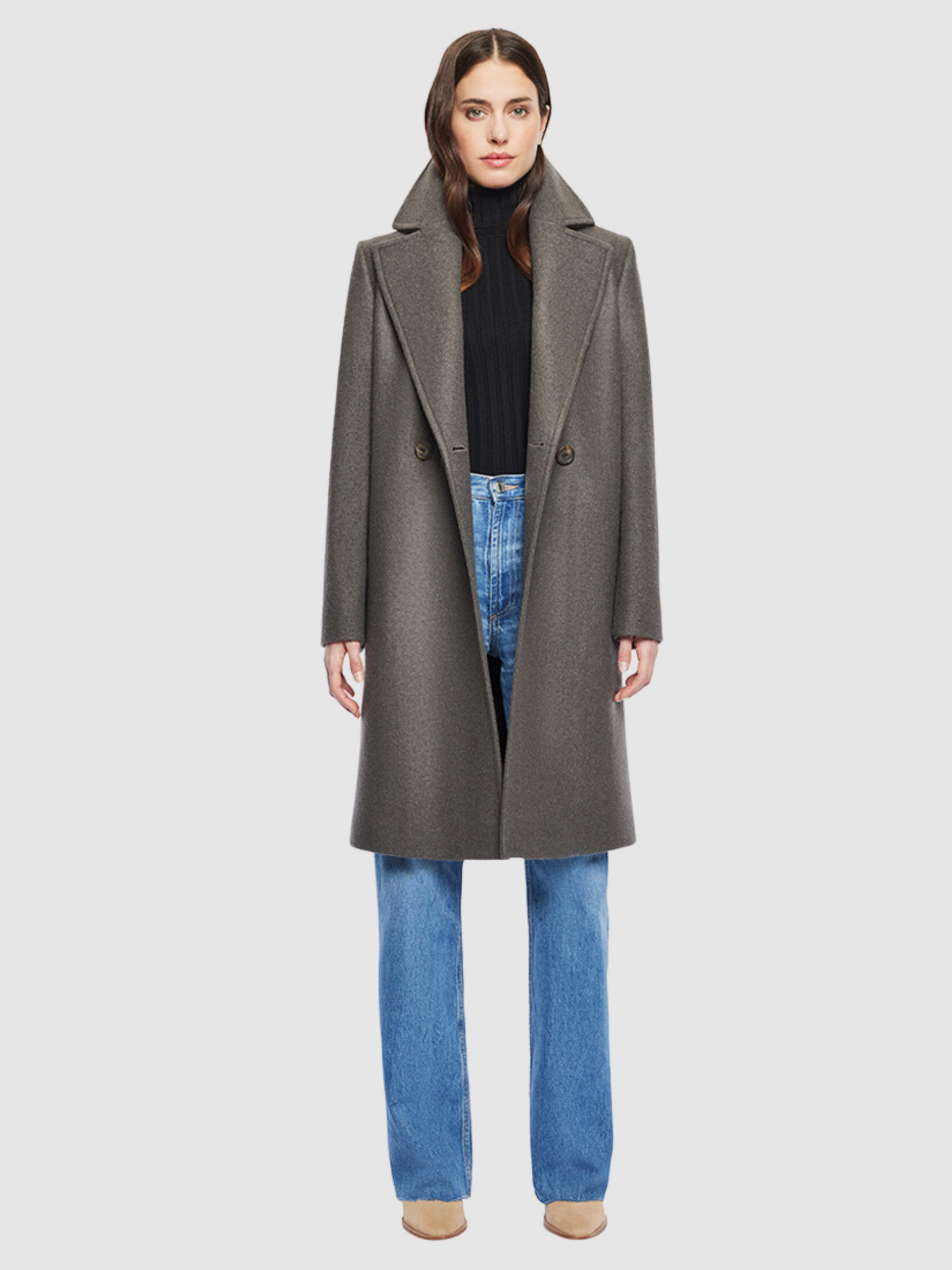 Cashmere Blend Coat in Taupe
