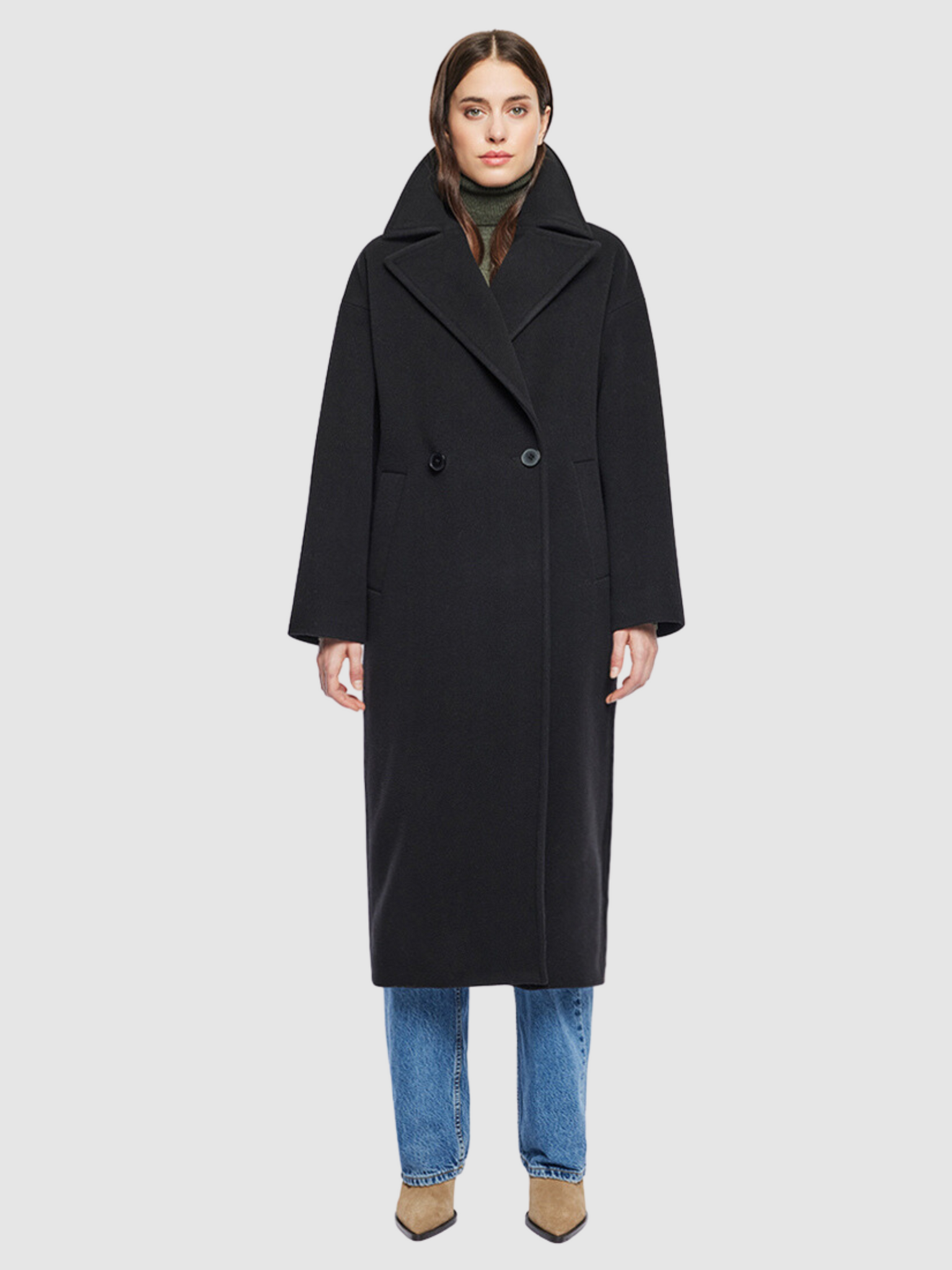 Long Cashmere Blend Coat in Black