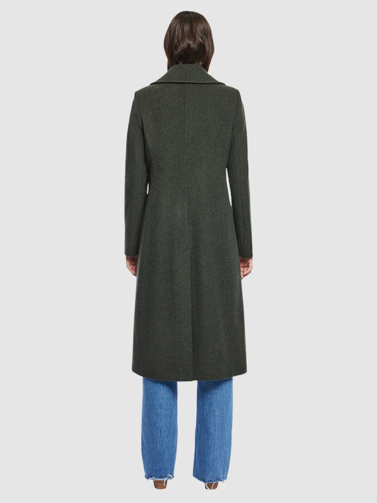 Cashmere Blend Trench Coat in Green Melange