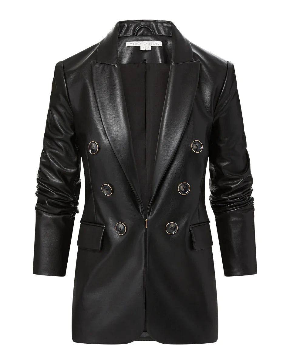 Beacon Vegan Leather Dickey Jacket in Black