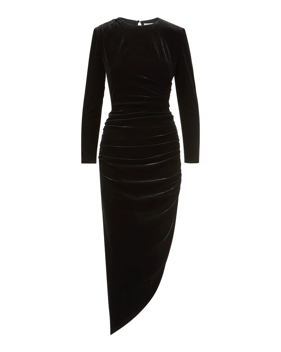 Tristana Stretch-Velvet Dress in Black