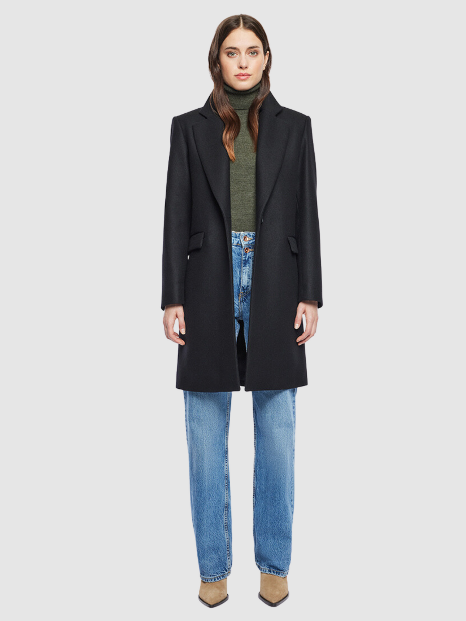 Cashmere Blend Coat in Black