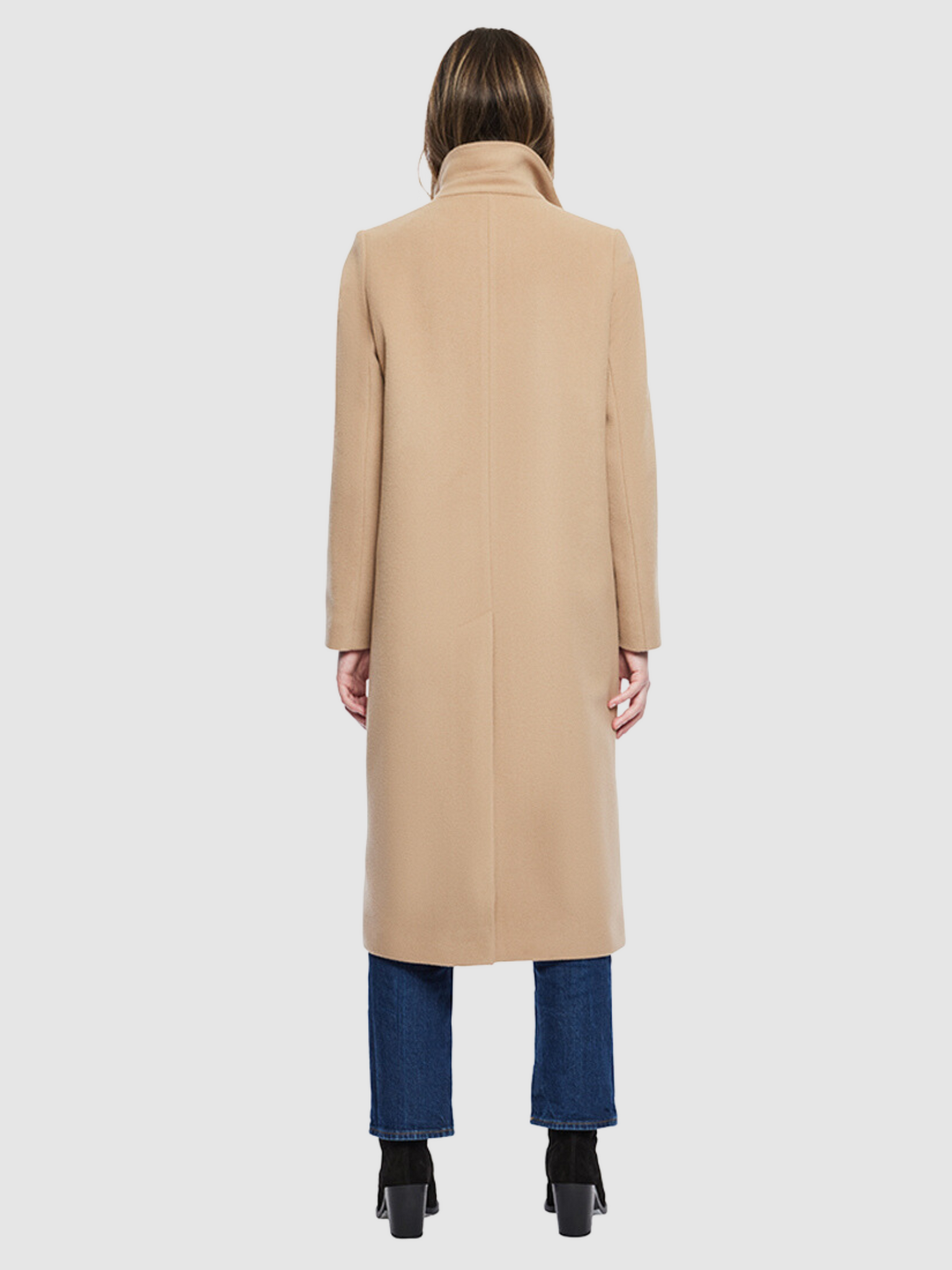 Long Cashmere Blend Coat in Camel