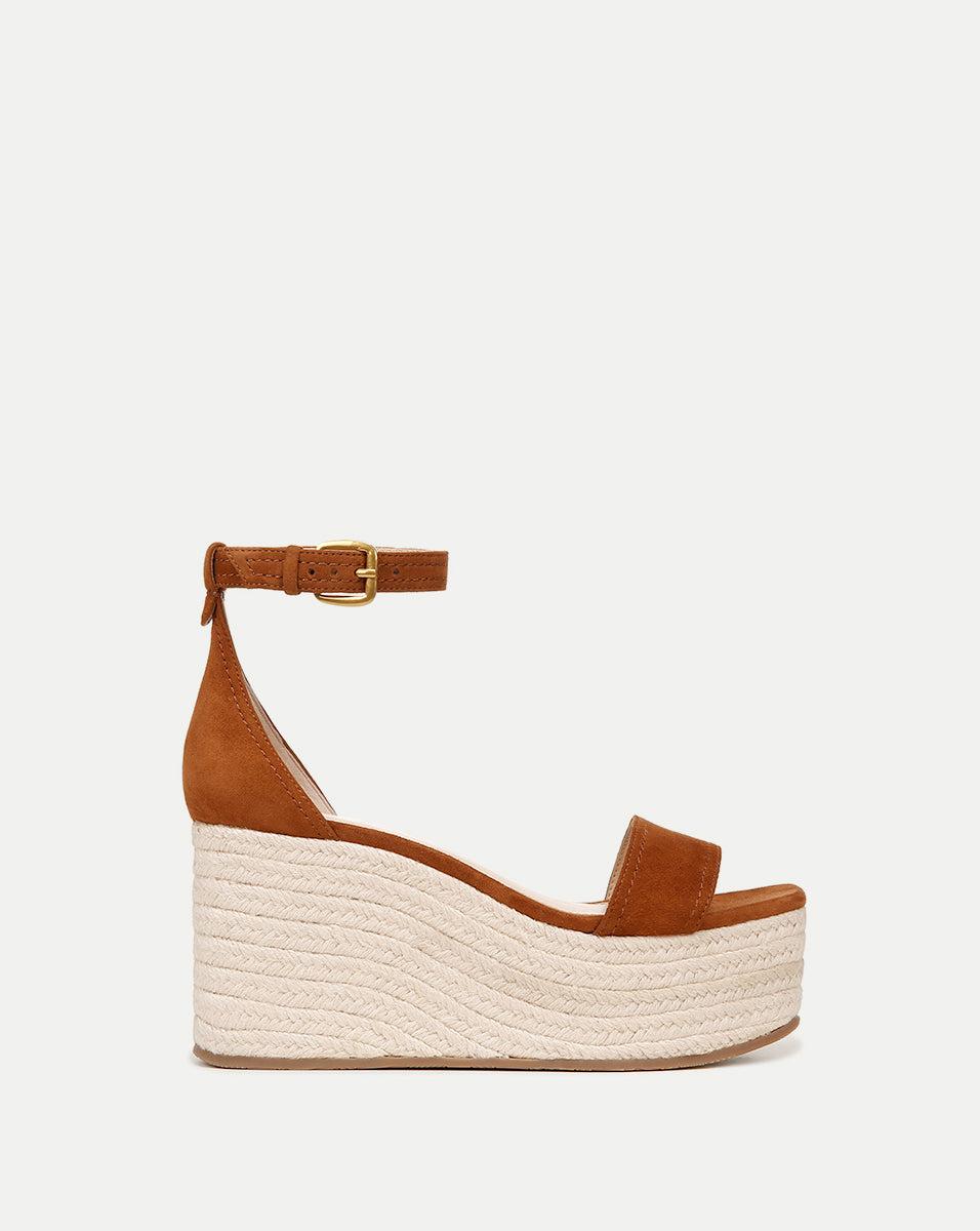 Gianna Raffia Wedge Sandal in Caramel