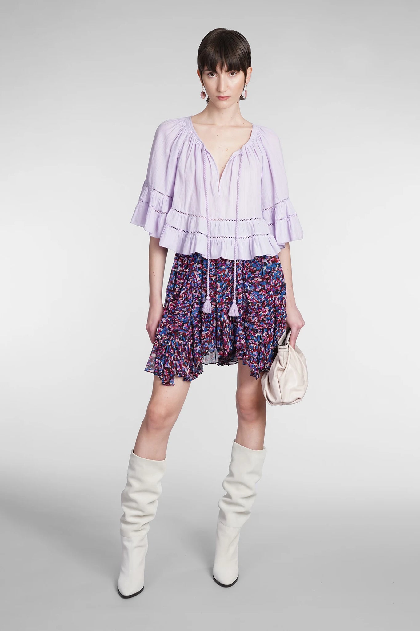 Liam Cotton and Linen Top in Lilac