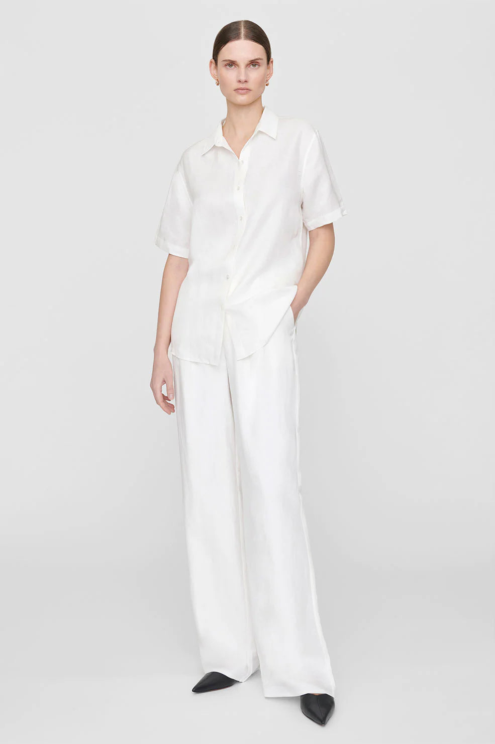 Bruni Shirt in White Linen Blend