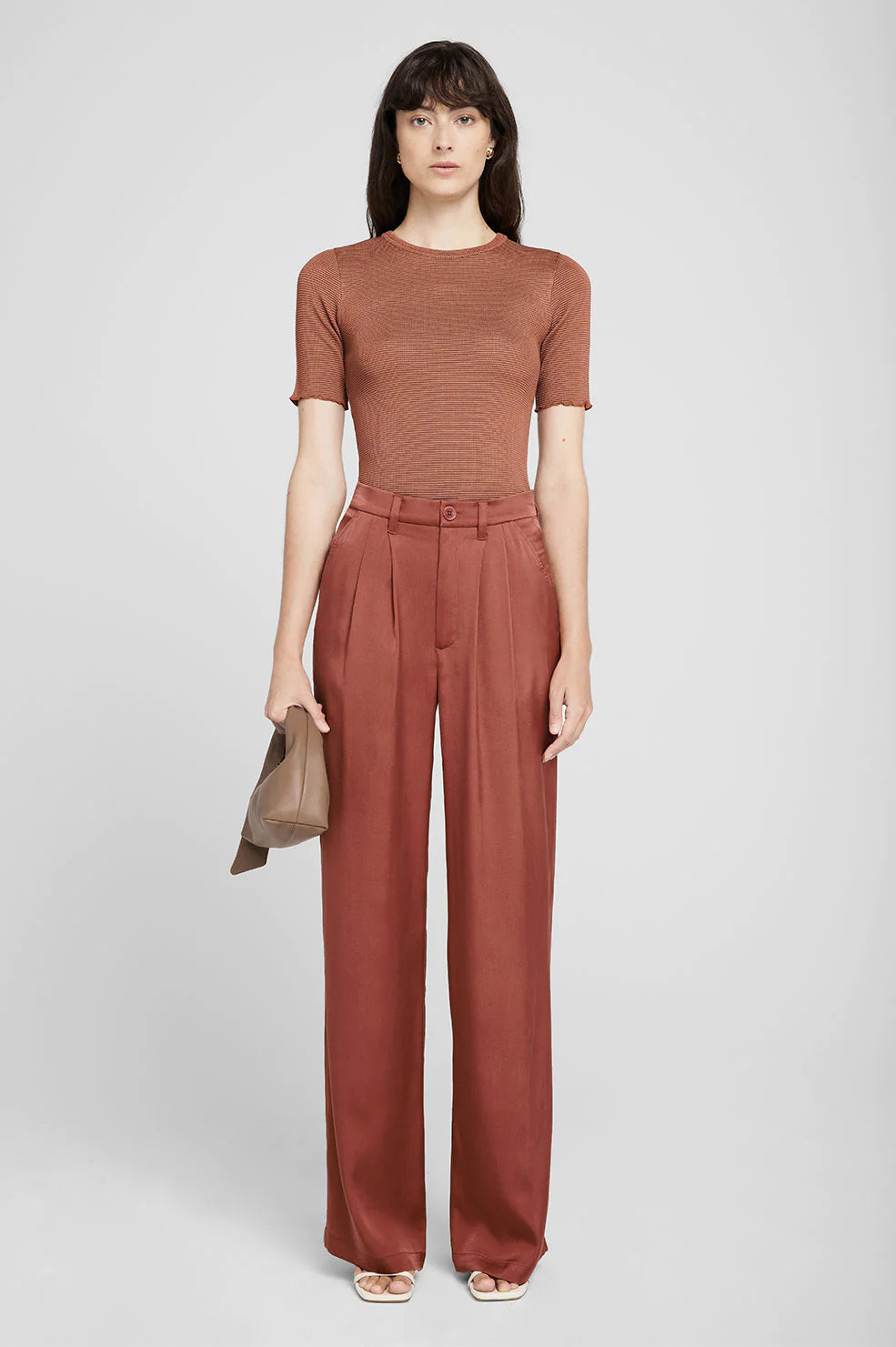 Carrie Pant in Terracotta Silk