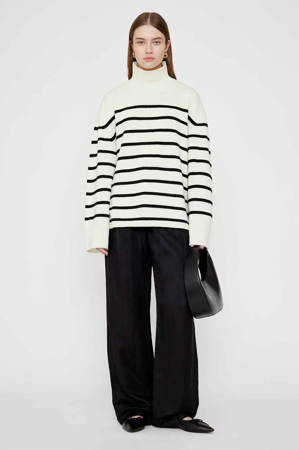 Courtney Sweater in Ivory and Black Stripe