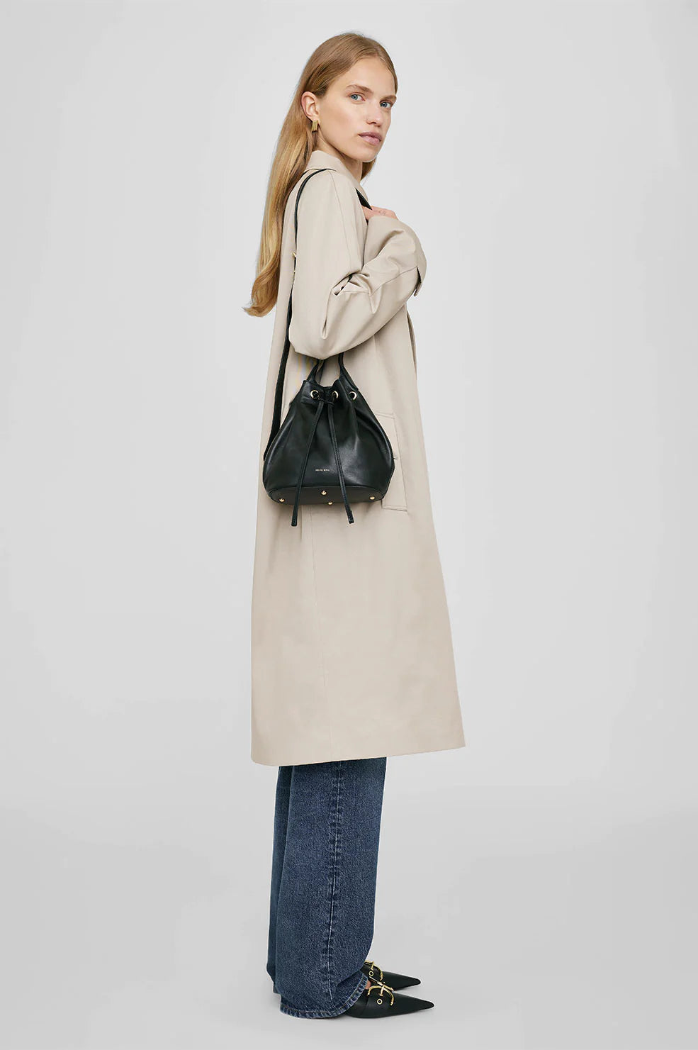 Mini Alana Bucket Bag in Black