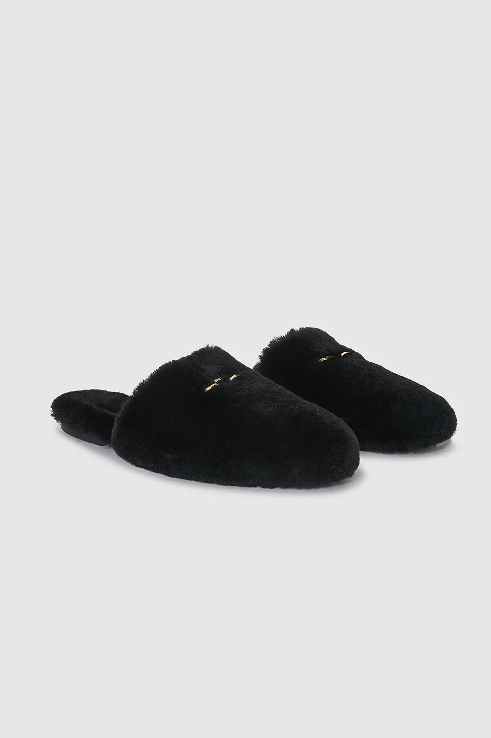 Shearling Mules in Black