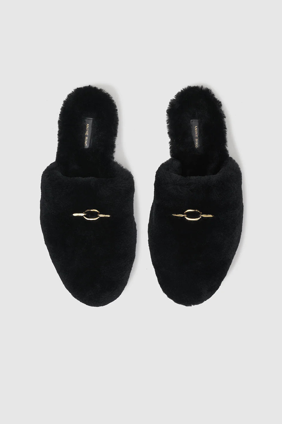 Shearling Mules in Black