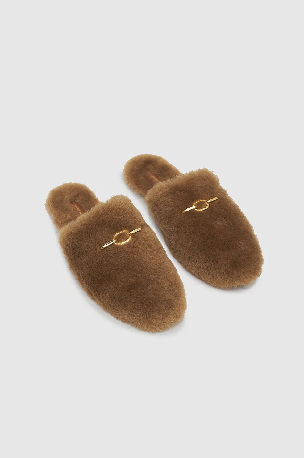 Shearling Mules in Camel