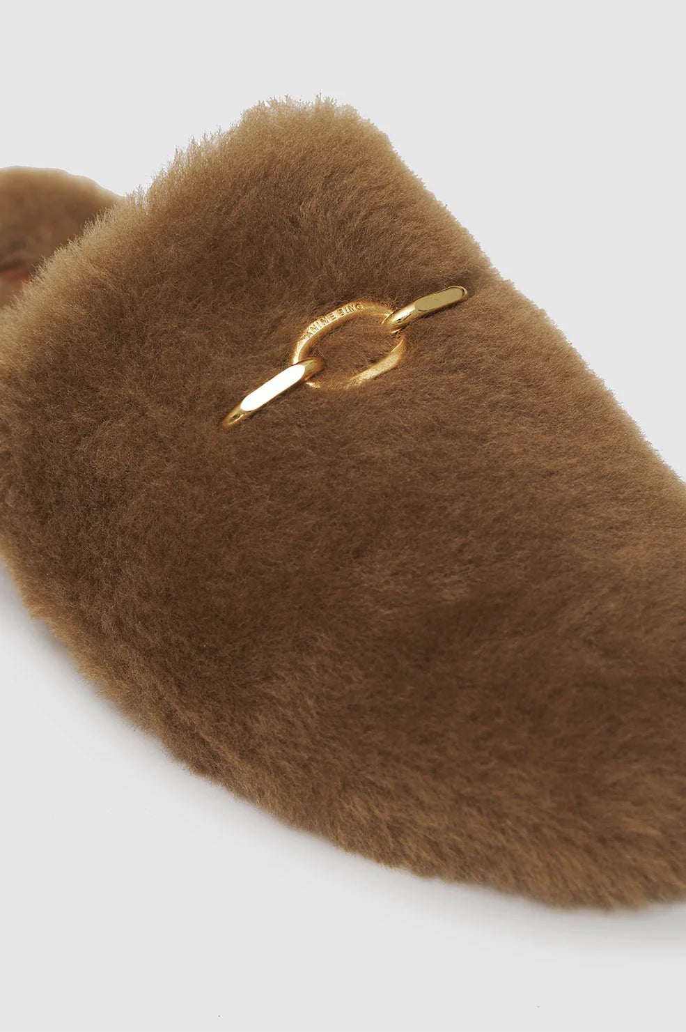 Shearling Mules in Camel