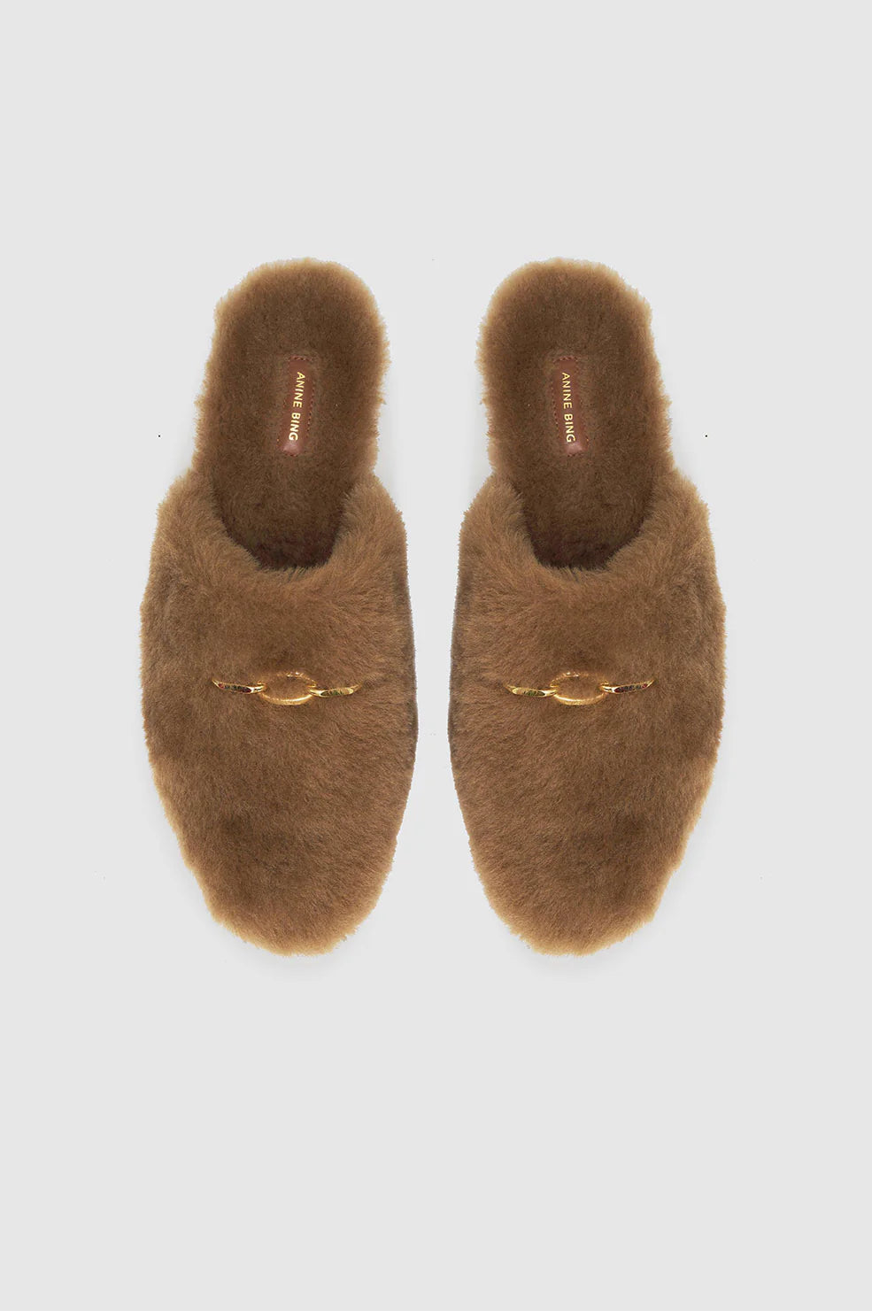 Shearling Mules in Camel