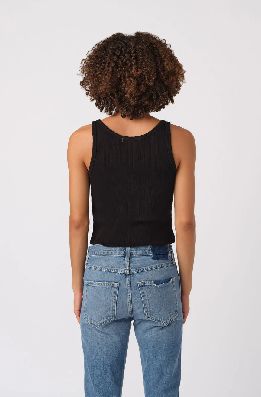 Crop Rib Tank in Black