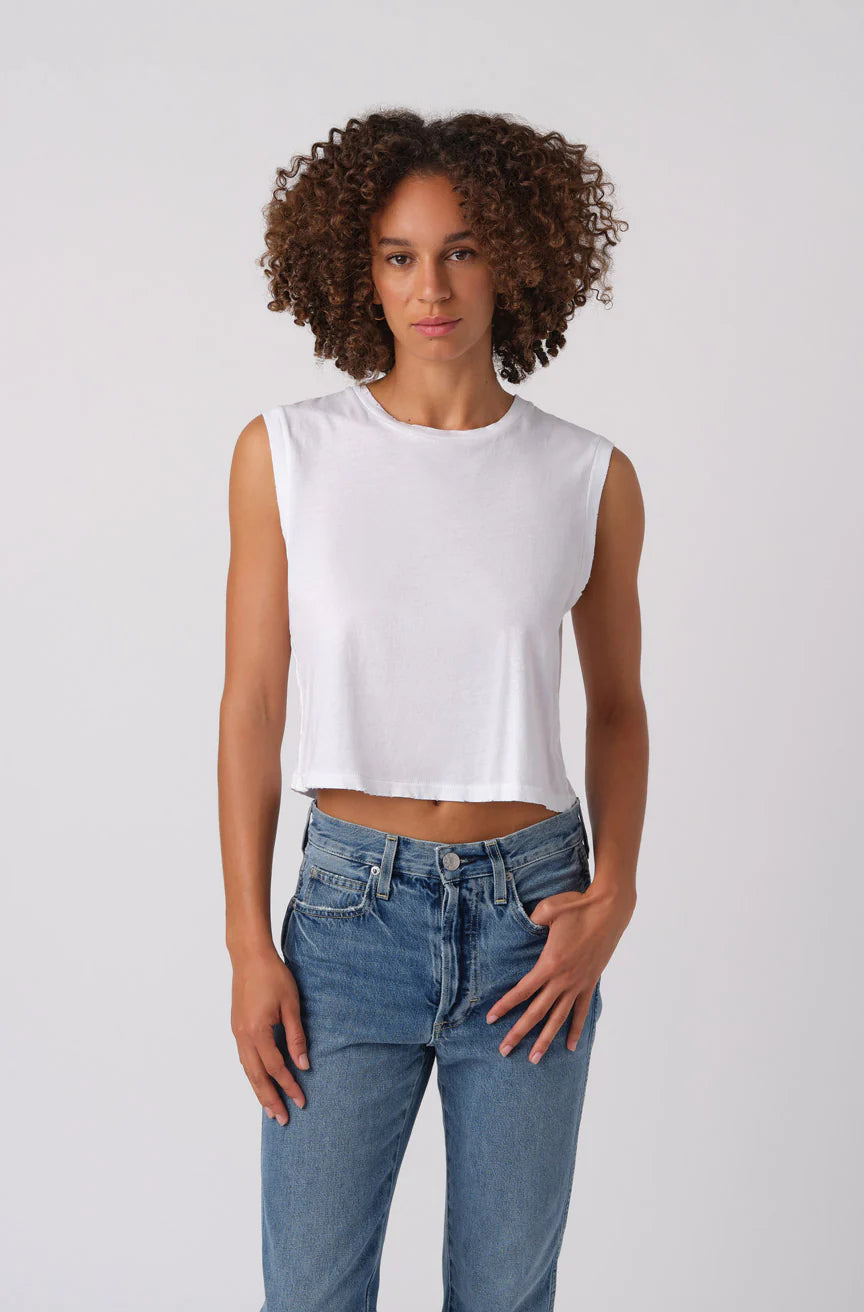 Sleeveless Babe Tee in White