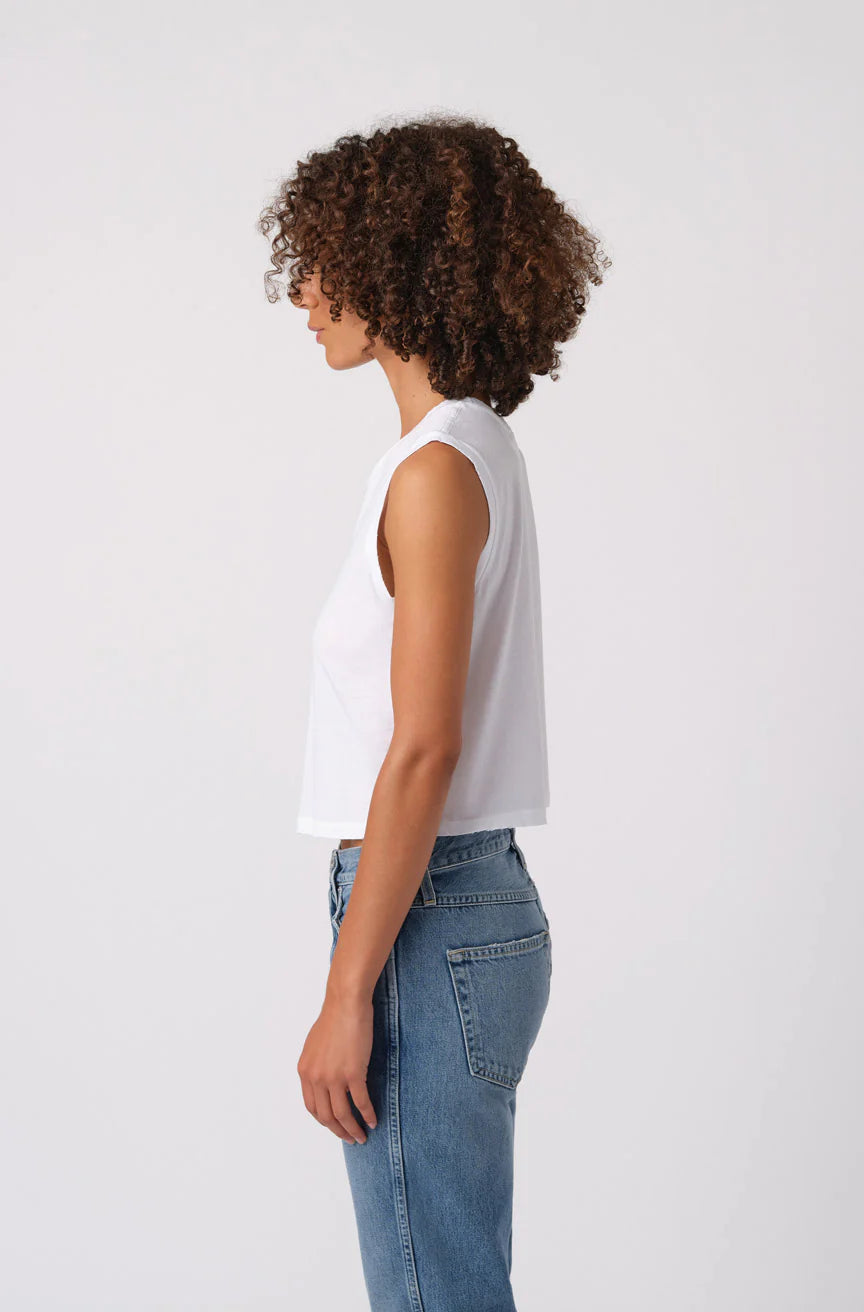 Sleeveless Babe Tee in White