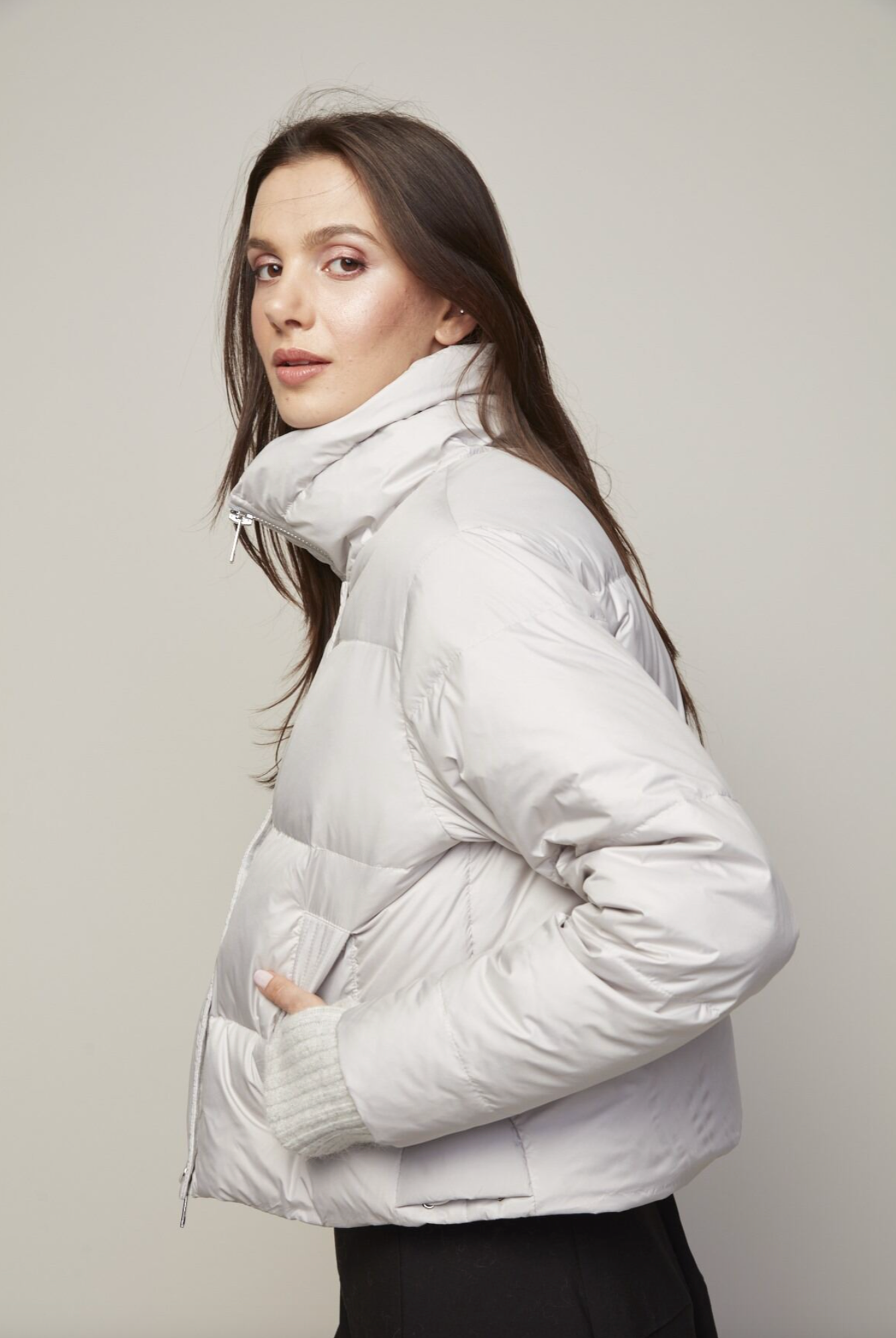 Bailey Down Jacket in Light Grey