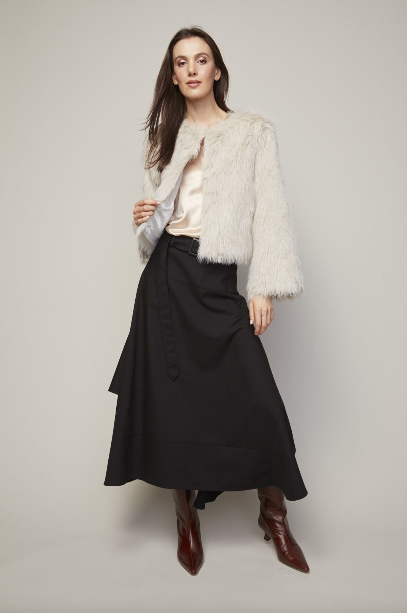 Blaine Faux Fur Jacket in Birch