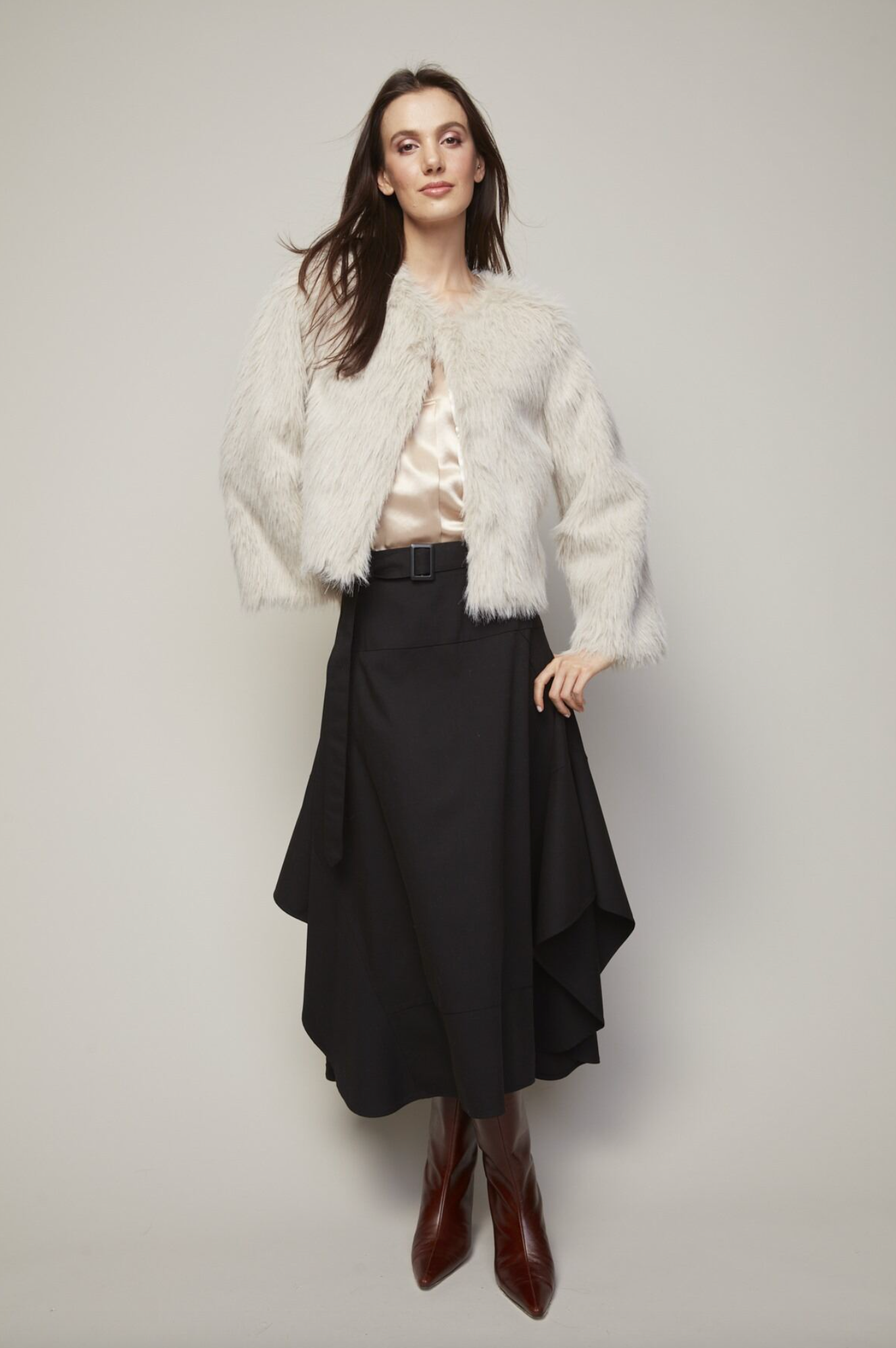 Blaine Faux Fur Jacket in Birch