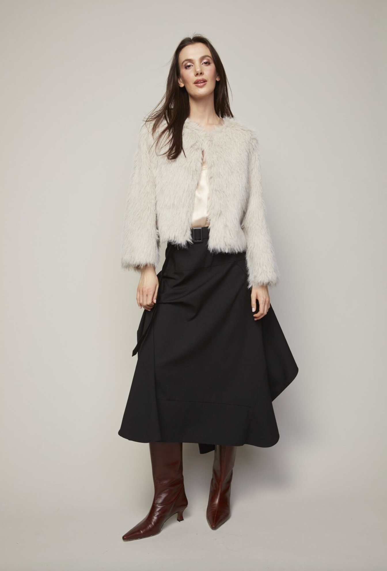 Blaine Faux Fur Jacket in Birch