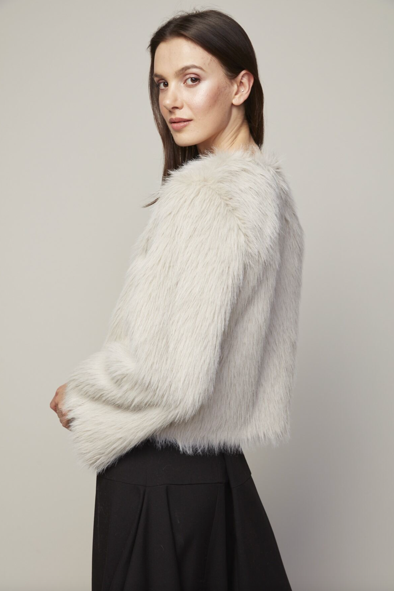 Blaine Faux Fur Jacket in Birch