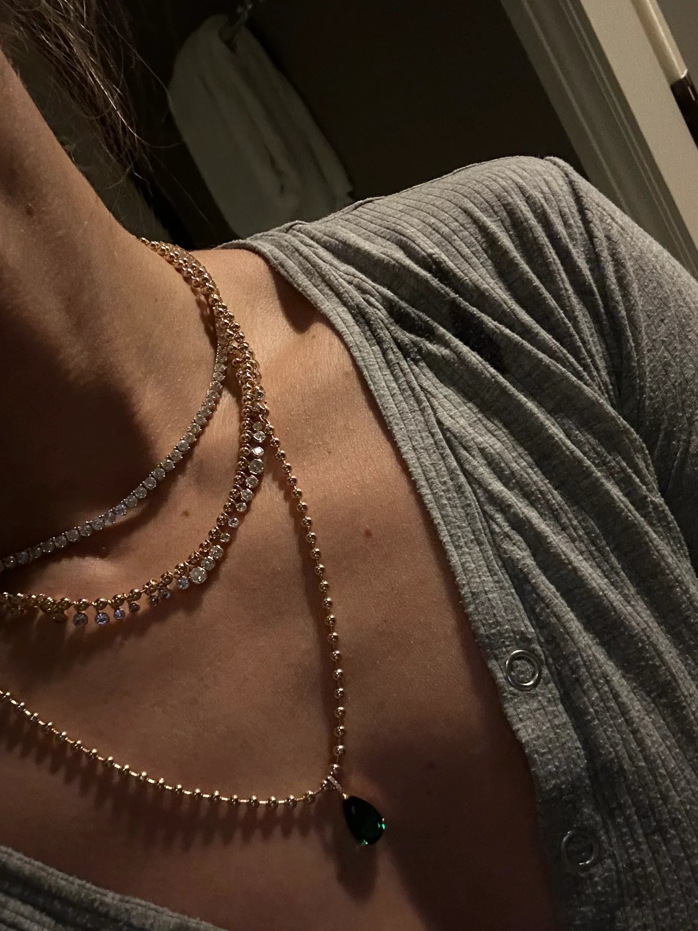 Crystal Drop Necklace in Gold | 15"-17"