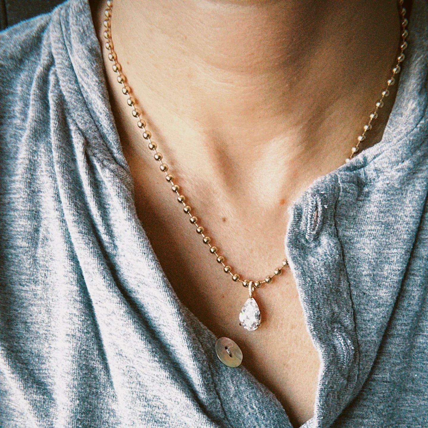 Power Necklace White in Gold | 18"