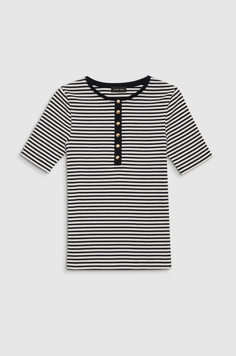 Alessia Tee in Cream and Black Stripe