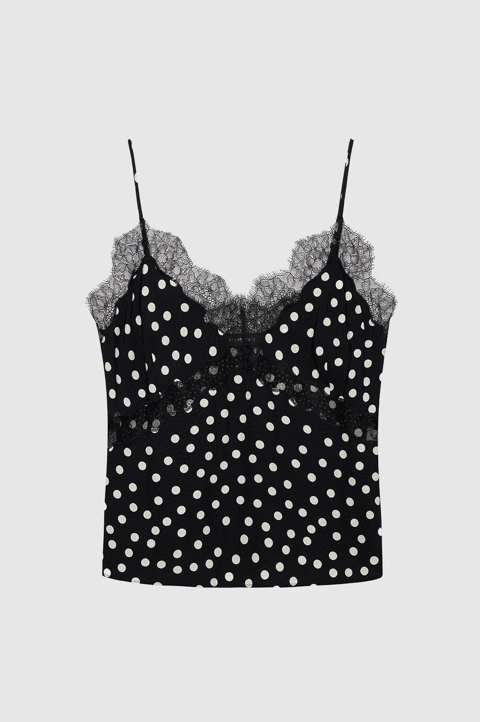 Amelie Camisole in Black and White Double Dot Jacquard