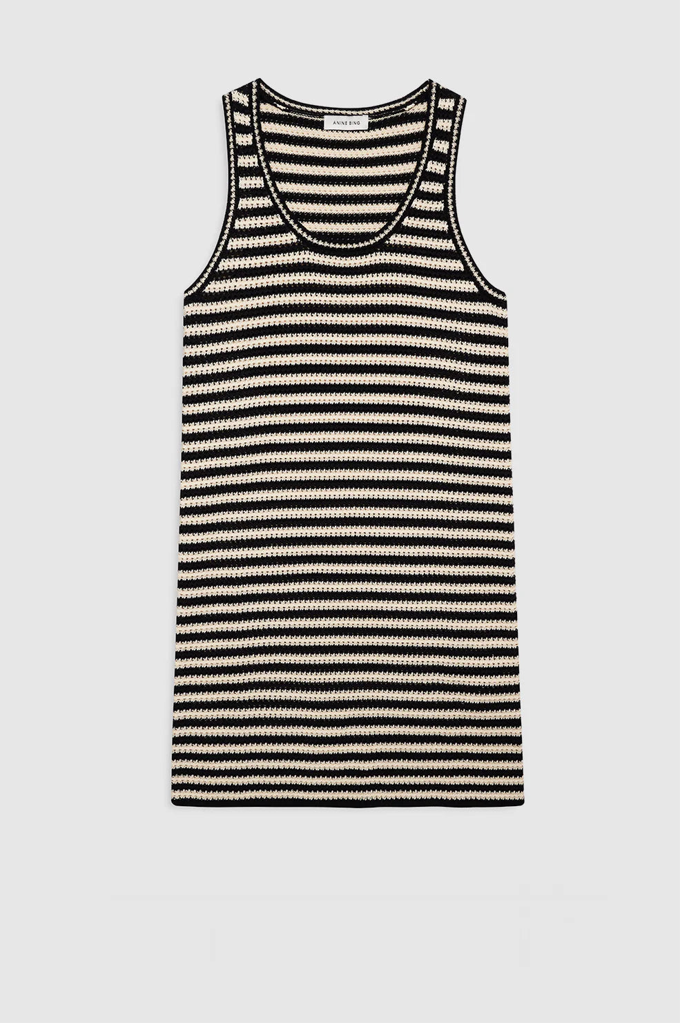 Arie Dress in Black and Ivory Stripe