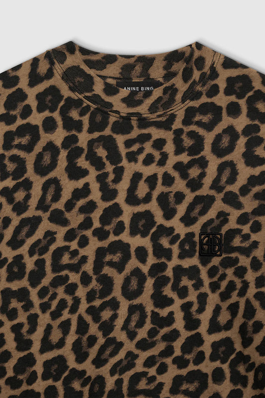 Avi Tee in Black and Brown Leopard