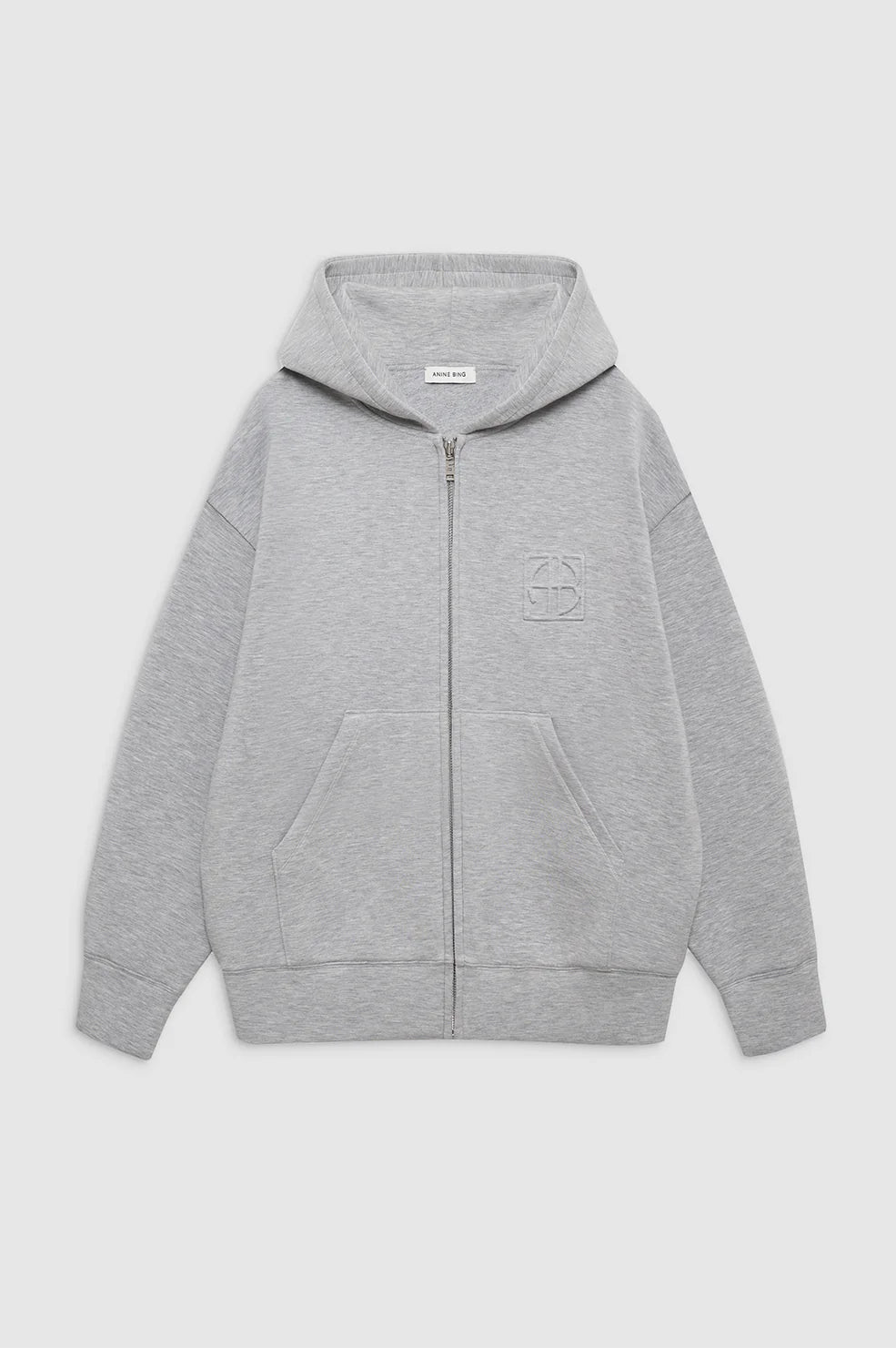 Bond Zip Up Hoodie Framed Monogram in Heather Grey