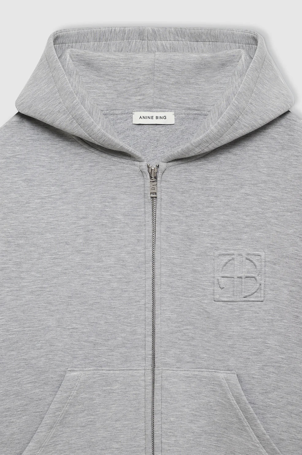 Bond Zip Up Hoodie Framed Monogram in Heather Grey