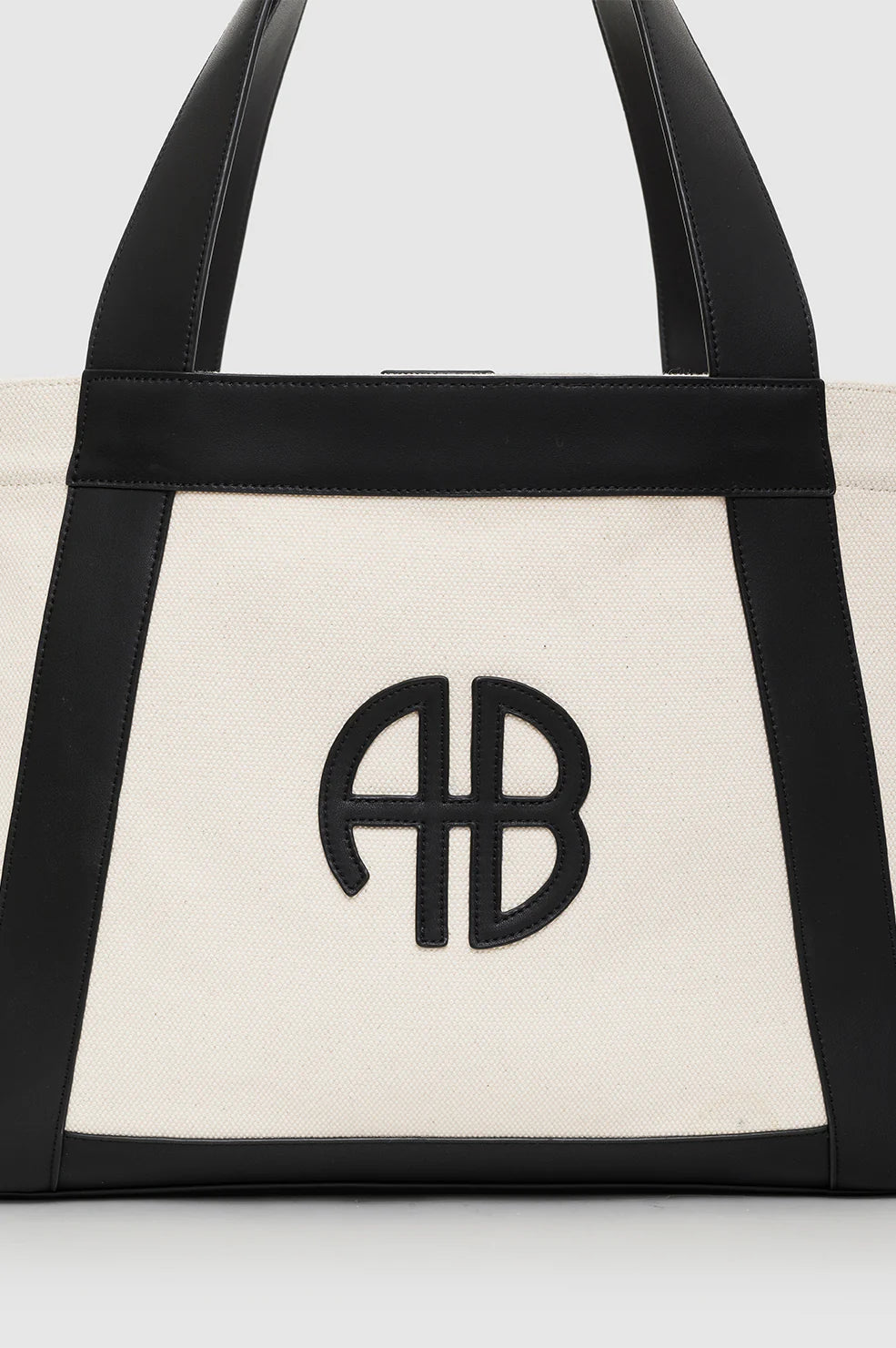Cara Tote in Natural Canvas with Black
