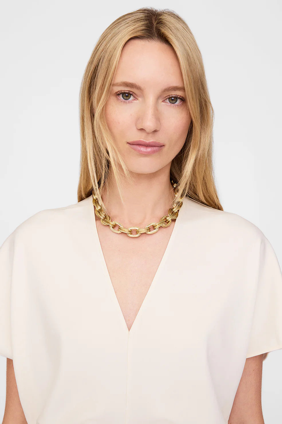 Double Link Chain Necklace in Gold