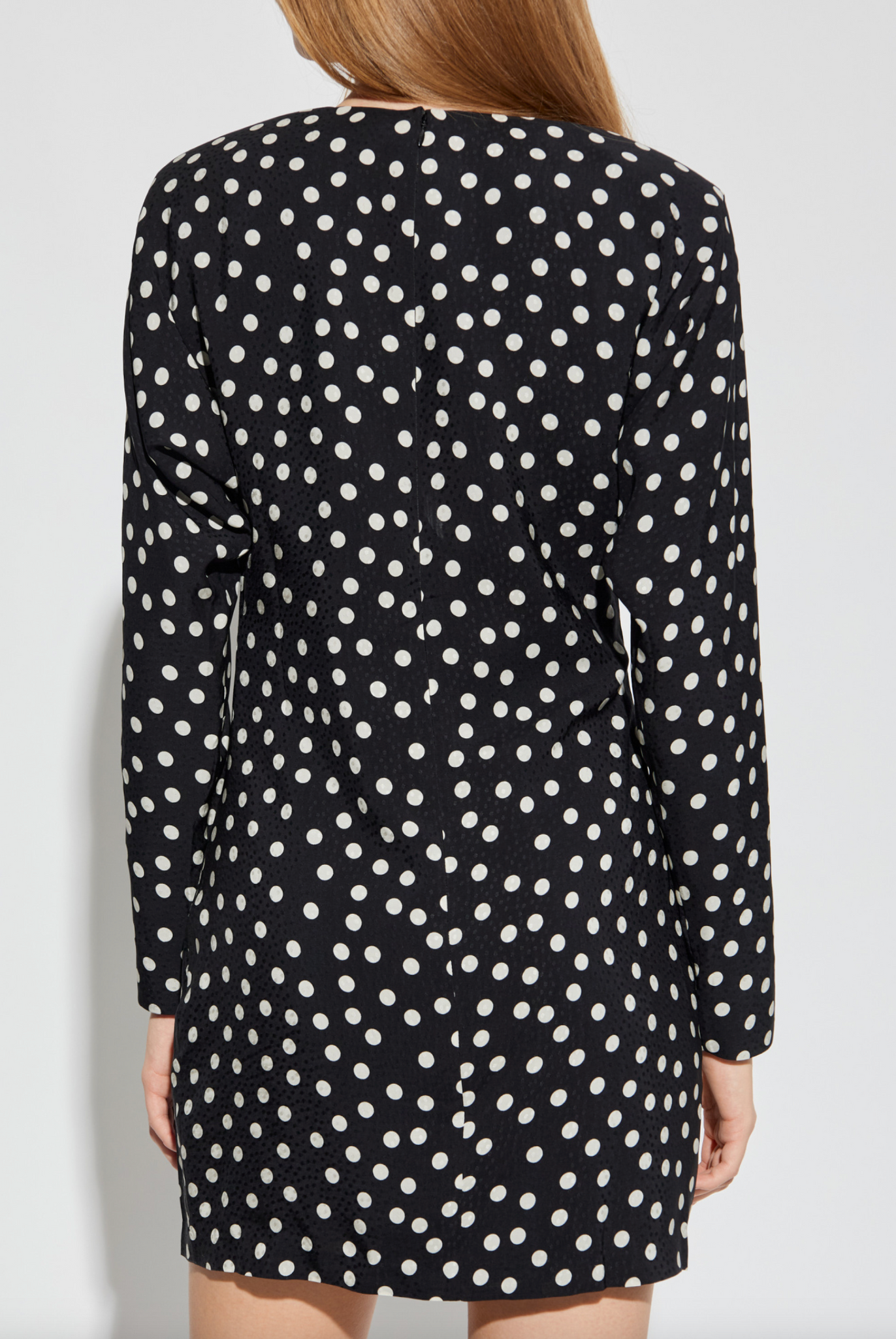 Haven Dress in Black and White Dot Jacquard