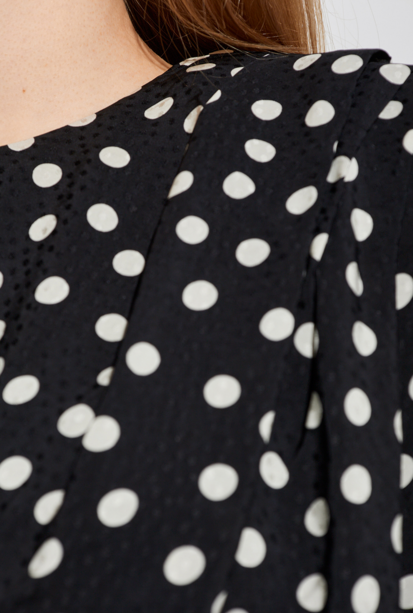 Haven Dress in Black and White Dot Jacquard