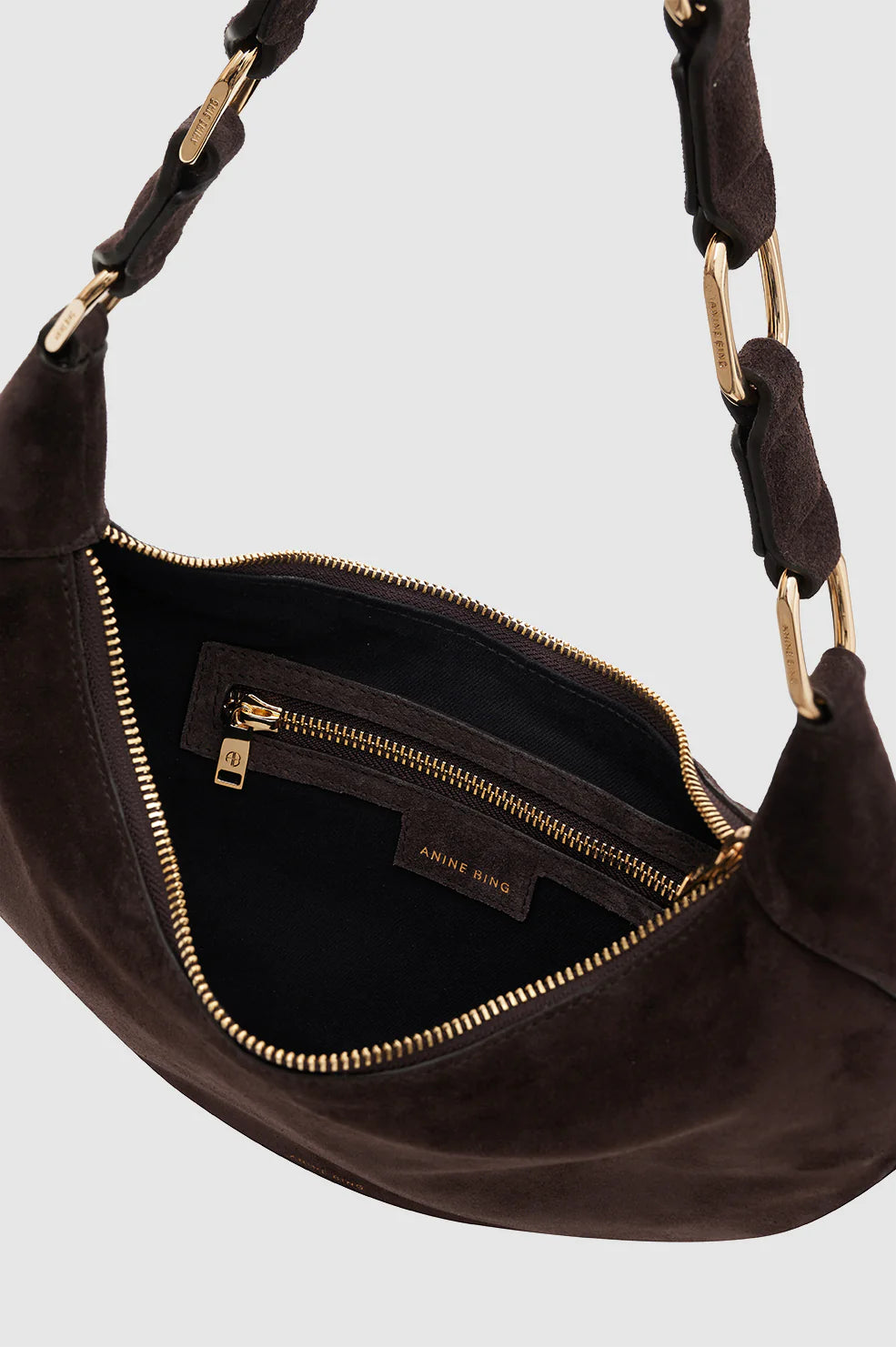 Kate Hobo Bag in Dark Brown Suede