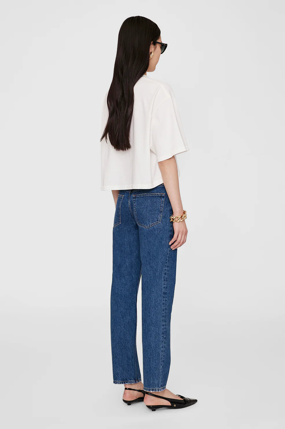 Myers Cropped Tee Framed Monogram in Ivory