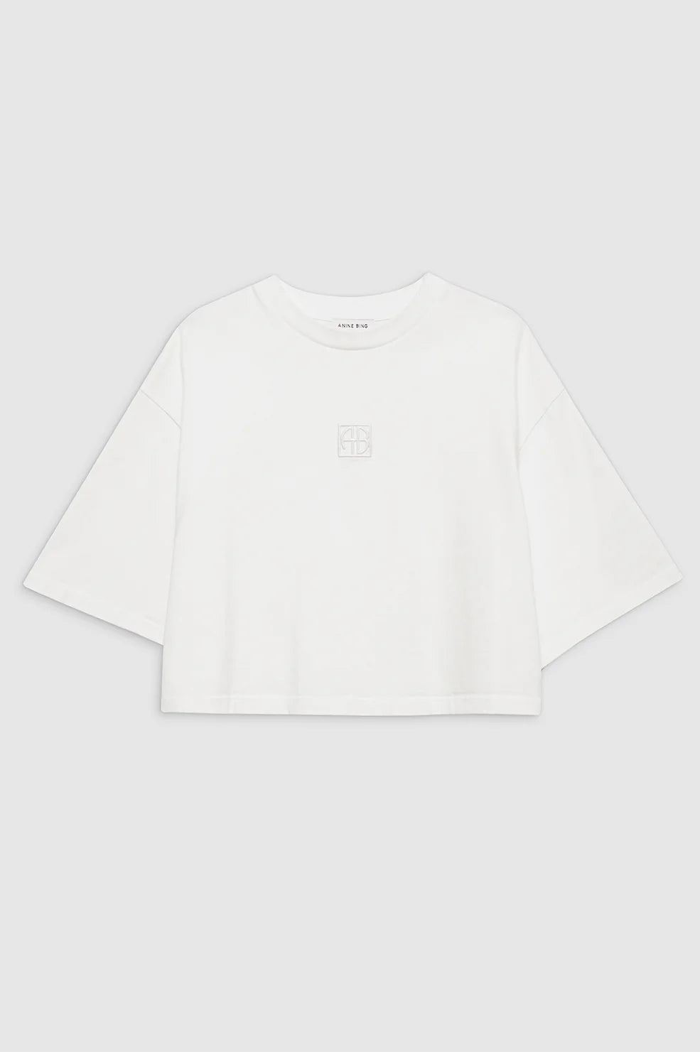 Myers Cropped Tee Framed Monogram in Ivory