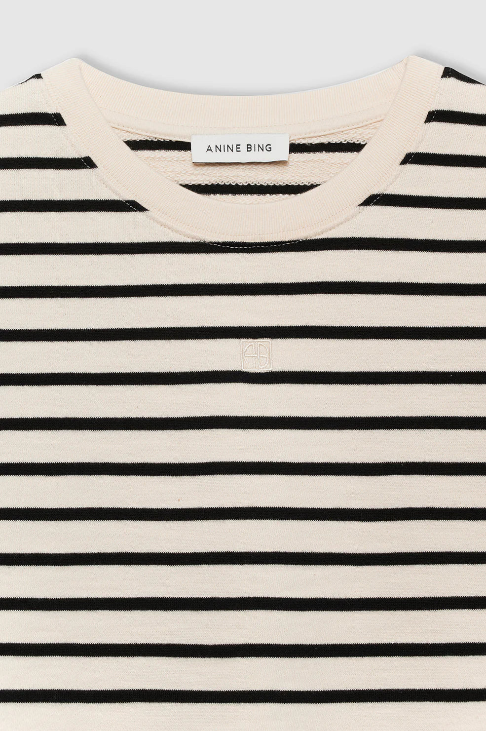 Myers Cropped Tee in Black Stripe French Terry