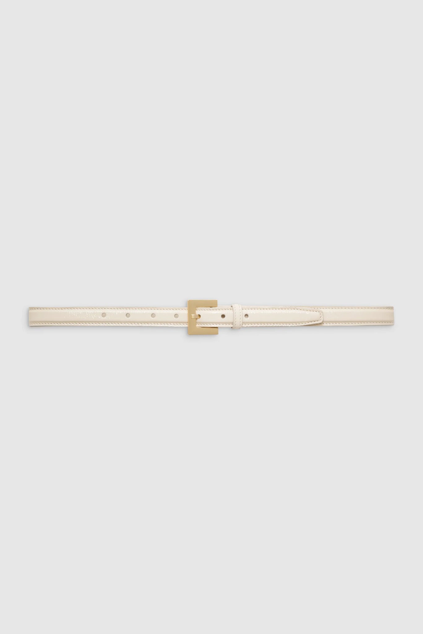 Nicola Belt in Bone Crinkled Patent