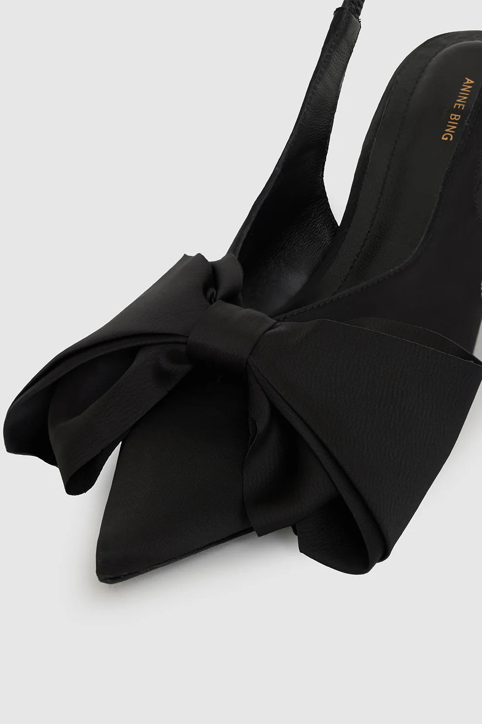 Nina Heels with Bow in Black Satin