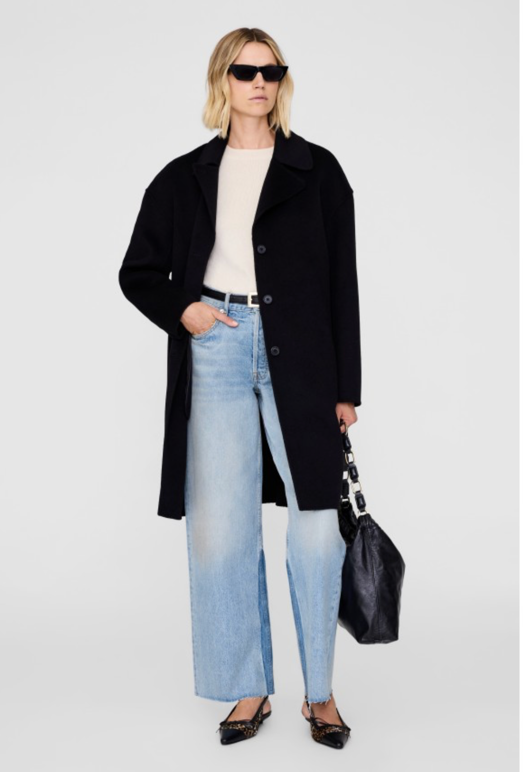 Portia Coat in Black Cashmere Blend